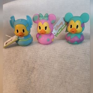 Set Of 3 Disney Rubber Ducks, Duckies. Mickey & Minnie & Stitch. Jeep